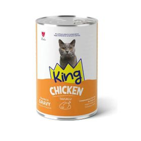 King Sos İçerisinde Et Parçacıklı Tavuklu 400 gr Kedi Konservesi