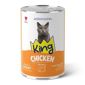 King Sos İçerisinde Et Parçacıklı Tavuklu 400 gr Kedi Konservesi