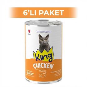 King Sos İçerisinde Et Parçacıklı Tavuklu 6x400 gr Kedi Konservesi