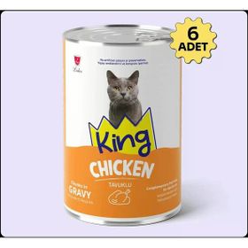 King Sos İçerisinde Et Parçacıklı Tavuklu 6x400 gr Kedi Konservesi