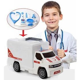 King Toys 2in1 Ambulans Arabalı 10 Parçalı Oyuncak Doktor Seti