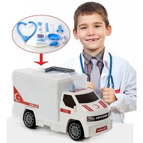 King Toys 2in1 Ambulans Arabalı 10 Parçalı Oyuncak Doktor Seti