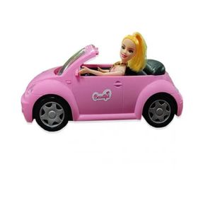 King Toys YB1979 2İn1 Manken Bebekli Sevimli Pembe Oyuncak Araba