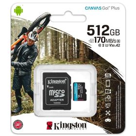 Kingston SDCG3/512GB 512GB Canvas Go SDXC Class 3 (U3) UHS-I microSD Hafıza Kartı