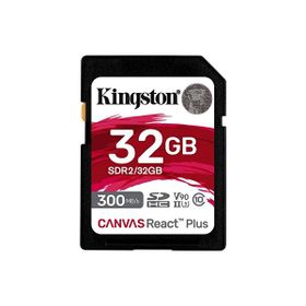 Kingston SDR2-32GB Canvas React Plus SDHC UHS-LI 300R-260W U3 V90 For Full HD 4K-8K Hafıza Kartı