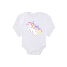 Kio Tasarım K-B-UZB79 Unicorn Baskılı Uzun Kollu Bebek Zıbını