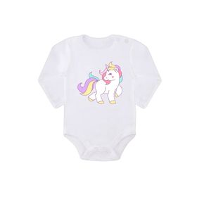 Kio Tasarım K-B-UZB80 Unicorn Baskılı Uzun Kollu Bebek Zıbını