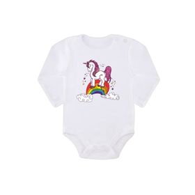 Kio Tasarım K-B-UZB90 Unicorn Baskılı Uzun Kollu Bebek Zıbını