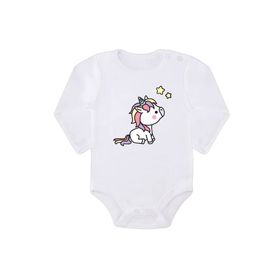 Kio Tasarım K-B-UZB93 Unicorn Baskılı Uzun Kollu Bebek Zıbını