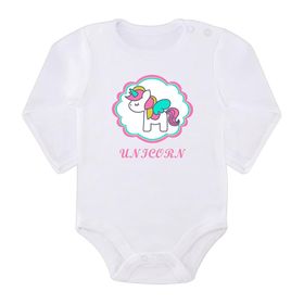 Kio Tasarım K-B-UZB96 Unicorn Baskılı Uzun Kollu Bebek Zıbını