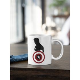 Kio Tasarım Marvel Kaptan Amerika Kalkan Ve Karakter Silüet Baskılı Beyaz Kupa