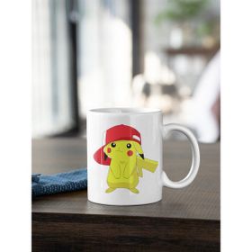 Kio Tasarım Pokemon Pikachu Karakteri Şapka Baskılı Beyaz Kupa