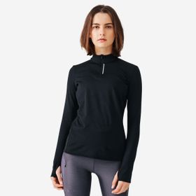 Kiprun Run 100 Warm Siyah Uzun Kollu Koşu Kadın Tişört