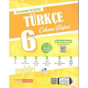 Kırmızı Beyaz Yayınları 6. Sınıf Türkçe Kazanım Destekli Çalışma Föyleri