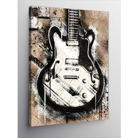 Kirmizi Elektro Gitar Müzik Kanvas Tablo