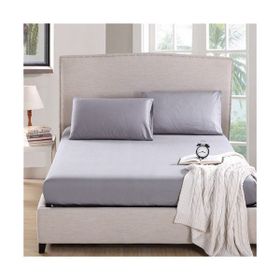 Kırmızı Home Gri Çift Kişilik Lastikli Çarşaf Seti