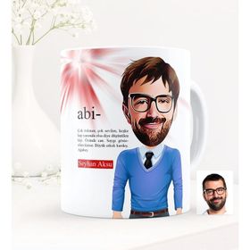 Kişiye Özel Abi Karikatürlü Beyaz Kupa Bardak