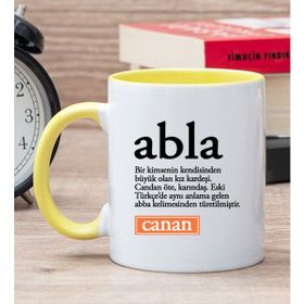 Kişiye Özel Abla Kelime Anlamı Sarı Kupa