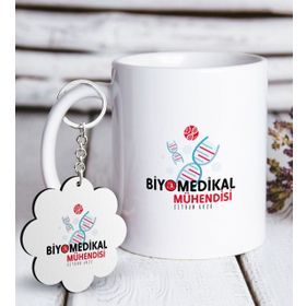 Kişiye Özel Anahtarlık ve Mesleki Biyomedikal Mühendisi Beyaz Kupa