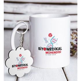 Kişiye Özel Anahtarlık ve Mesleki Biyomedikal Mühendisi Beyaz Kupa