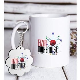 Kişiye Özel Anahtarlık ve Mesleki Fizik Mühendisi Beyaz Kupa