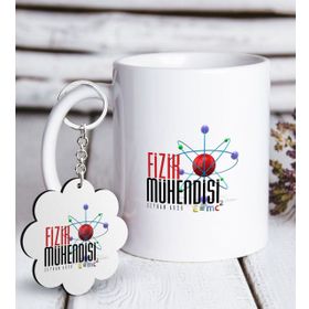 Kişiye Özel Anahtarlık ve Mesleki Fizik Mühendisi Beyaz Kupa