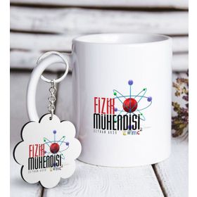 Kişiye Özel Anahtarlık ve Mesleki Fizik Mühendisi Beyaz Kupa