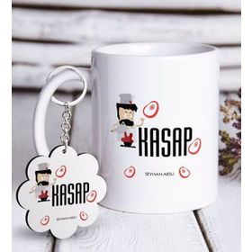 Kişiye Özel Anahtarlık ve Mesleki Kasap Beyaz Kupa