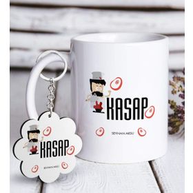 Kişiye Özel Anahtarlık ve Mesleki Kasap Beyaz Kupa
