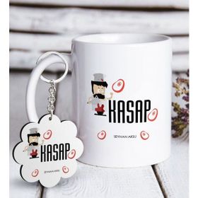 Kişiye Özel Anahtarlık ve Mesleki Kasap Beyaz Kupa