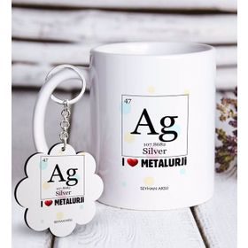Kişiye Özel Anahtarlık ve Mesleki Metalurji Mühendisi Beyaz Kupa