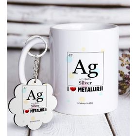 Kişiye Özel Anahtarlık ve Mesleki Metalurji Mühendisi Beyaz Kupa