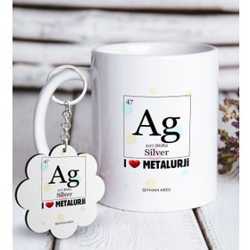 Kişiye Özel Anahtarlık ve Mesleki Metalurji Mühendisi Beyaz Kupa