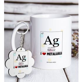 Kişiye Özel Anahtarlık ve Mesleki Metalurji Mühendisi Beyaz Kupa