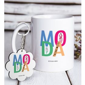 Kişiye Özel Anahtarlık ve Mesleki Moda Tasarımcısı Beyaz Kupa