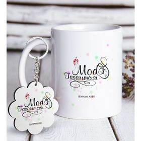 Kişiye Özel Anahtarlık ve Mesleki Moda Tasarımcısı Beyaz Kupa