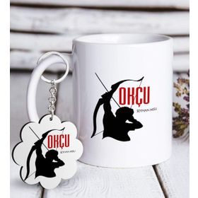 Kişiye Özel Anahtarlık ve Mesleki Okçu Beyaz Kupa