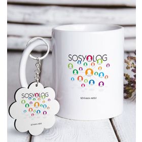 Kişiye Özel Anahtarlık ve Mesleki Sosyolog Beyaz Kupa