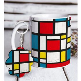 Kişiye Özel Anahtarlık ve Mondrian Beyaz Kupa