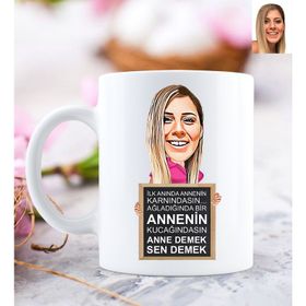 Kişiye Özel Anne Demek Sen Demek Karikatürlü Beyaz Kupa Bardak