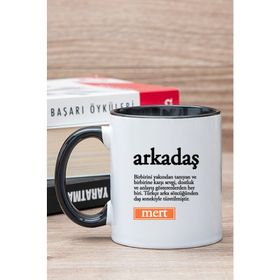 Kişiye Özel Arkadaş Kelime Anlamı Siyah Kupa
