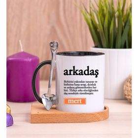 Kişiye Özel Arkadaş Kelime Anlamı Siyah Kupa