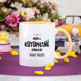Kişiye Özel Arşiv Ve Kütüphane Görevlisi-Sarı Kupa Bardak