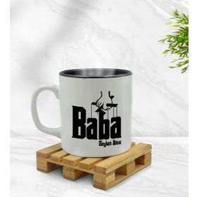 Kişiye Özel Baba Godfather Tasarımlı İçi Siyah Renkli Model 5 Kupa