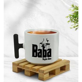 Kişiye Özel Baba Godfather Tasarımlı Siyah T Kulplu Middle Kupa