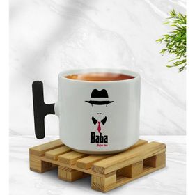 Kişiye Özel Baba Godfather Tasarımlı Siyah T Kulplu Middle Kupa