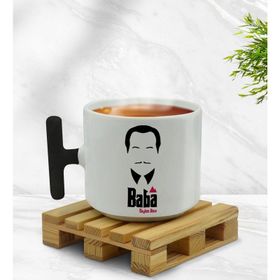 Kişiye Özel Baba Godfather Tasarımlı Siyah T Kulplu Middle Kupa