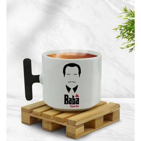 Kişiye Özel Baba Godfather Tasarımlı Siyah T Kulplu Middle Kupa