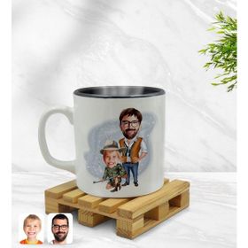 Kişiye Özel Baba Oğul Karikatürlü Siyah 1 Kupa Bardak