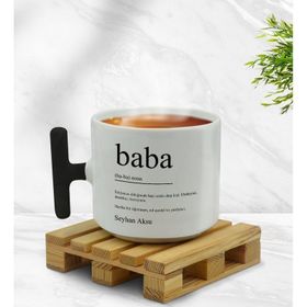 Kişiye Özel Baba Tasarımlı Siyah T Kulplu Middle Kupa